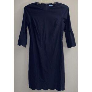 J. Mclaughlin Dress Women's 6 Elle Scalloped Hem Stretch Navy Blue Office Career
